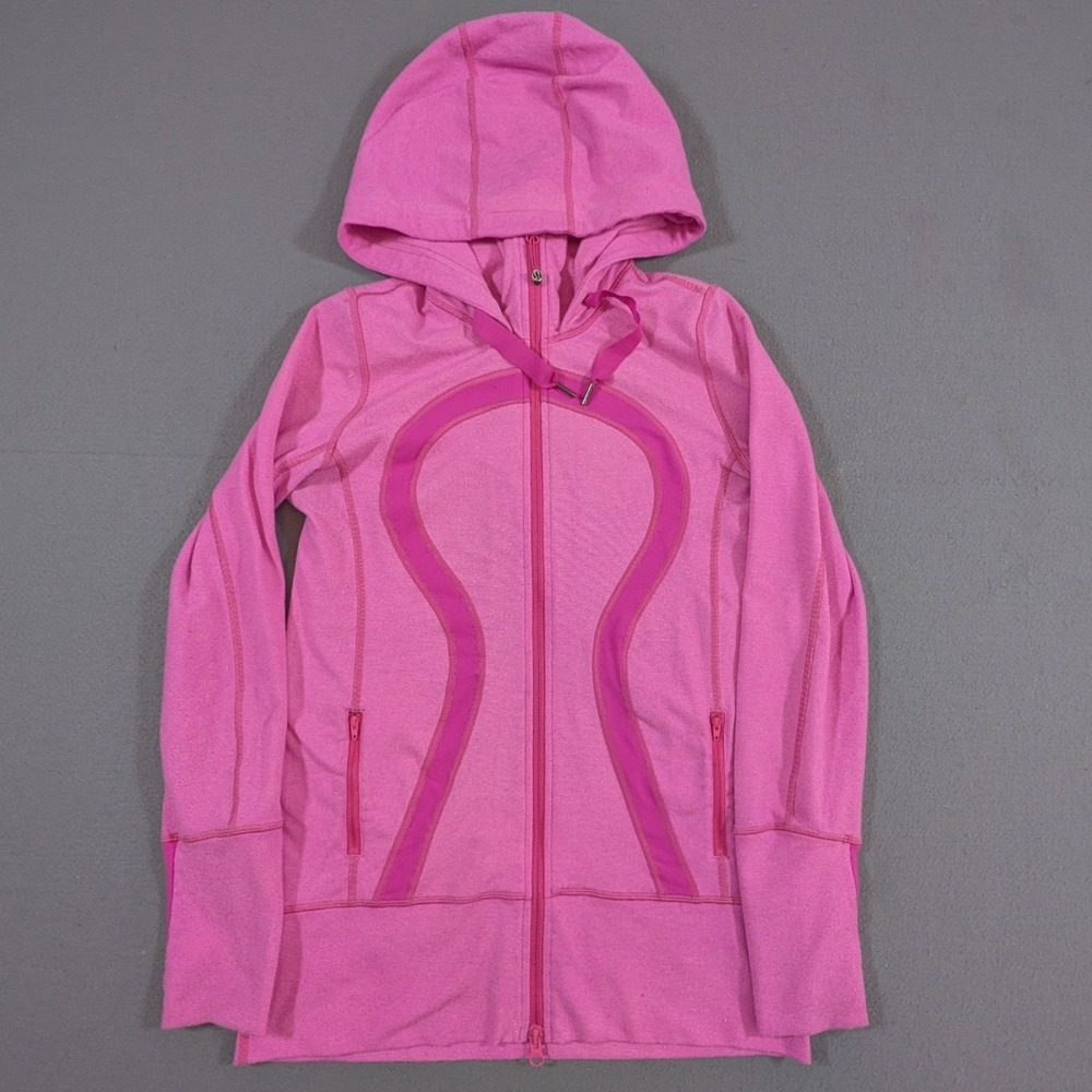 Lululemon Stride Jacket Womens 8 Paris Pink Brushed‎ Hooded Scuba Rare